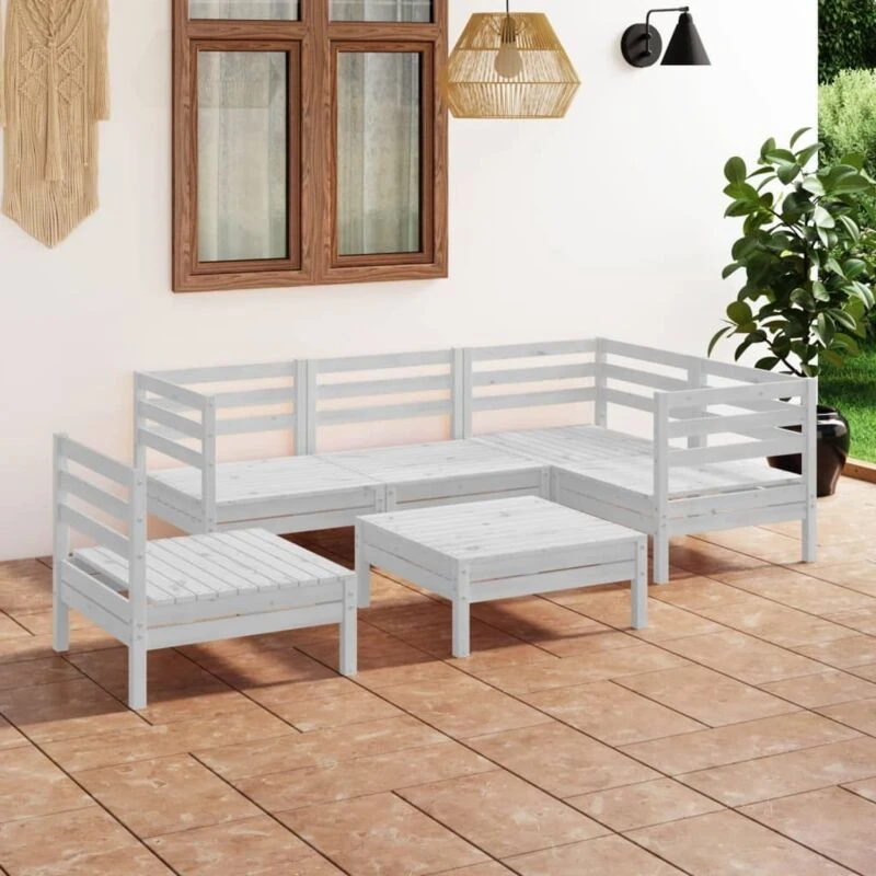 Image of VIDAXL 6 Piece Garden Lounge Set Solid Pinewood White Vidaxl 8720286686058