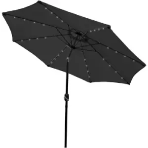 Image of Grey 2.4m LED Tilt Parasol Umbrella Garden Sun Shade Canopy Patio Outdoor 360 Rotation uv Protection Winding Crank Adjustable 32 Solar Power Lights