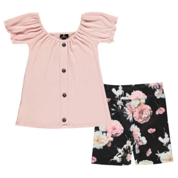 Image of Firetrap 2 Piece Cycling Short Set Infant Girls - Midnight Floral