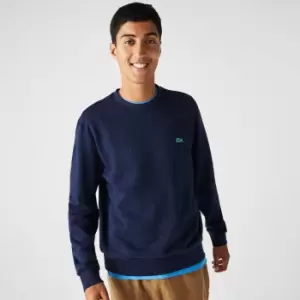 image of Mens Lacoste Classic Fit Speckled Print Fleece Sweatshirt Size 3 - S Navy Blue