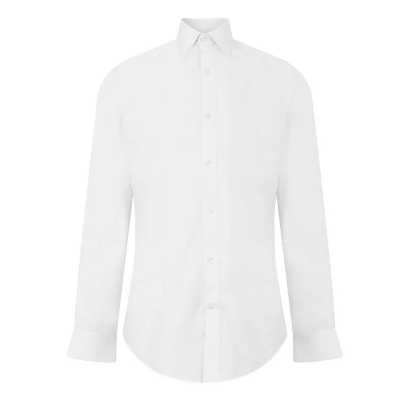 Image of Haines and Bonner Hugh Slim Fit Sateen Shirt - White White S