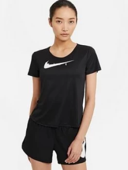 Image of Nike Running Swoosh Tee, Black, Size L, Women