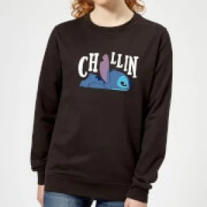 Image of Disney Lilo And Stitch Chillin Womens Sweatshirt - Black