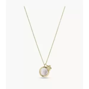 Image of Fossil Womens Val Vintage Vacation White Mother-Of-Pearl Pendant Necklace - Gold