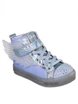 Image of Skechers Girls Shuffle Brights High Top Plimsoll - White/Silver