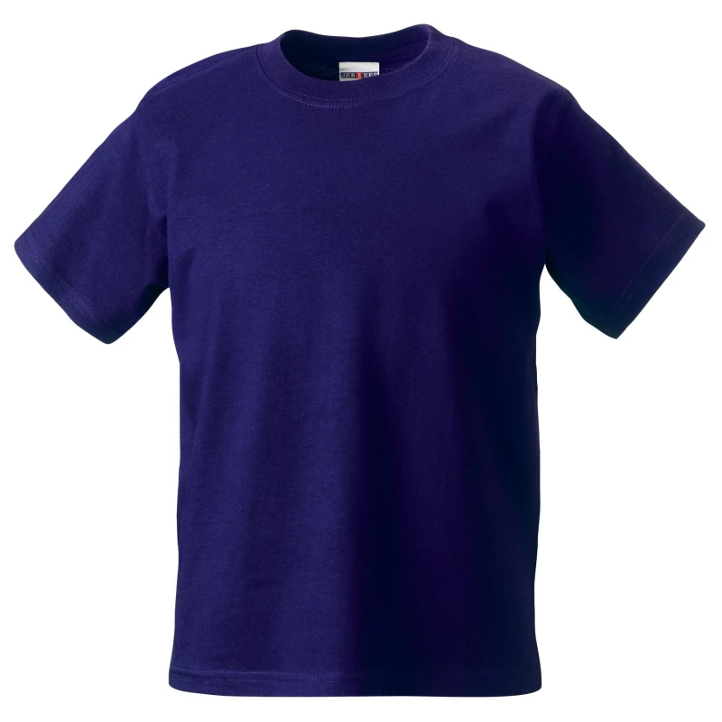 Image of Jerzees Schoolwear Jerzees Schoolgear Classic Plain T-Shirt Pack of 2 in Purple Size: 3-4 Years Purple Unisex 3-4 Years