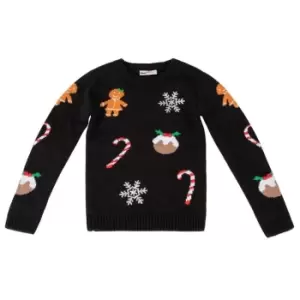 Image of Star Christmas Knit Jumper Junior Girls - Blue