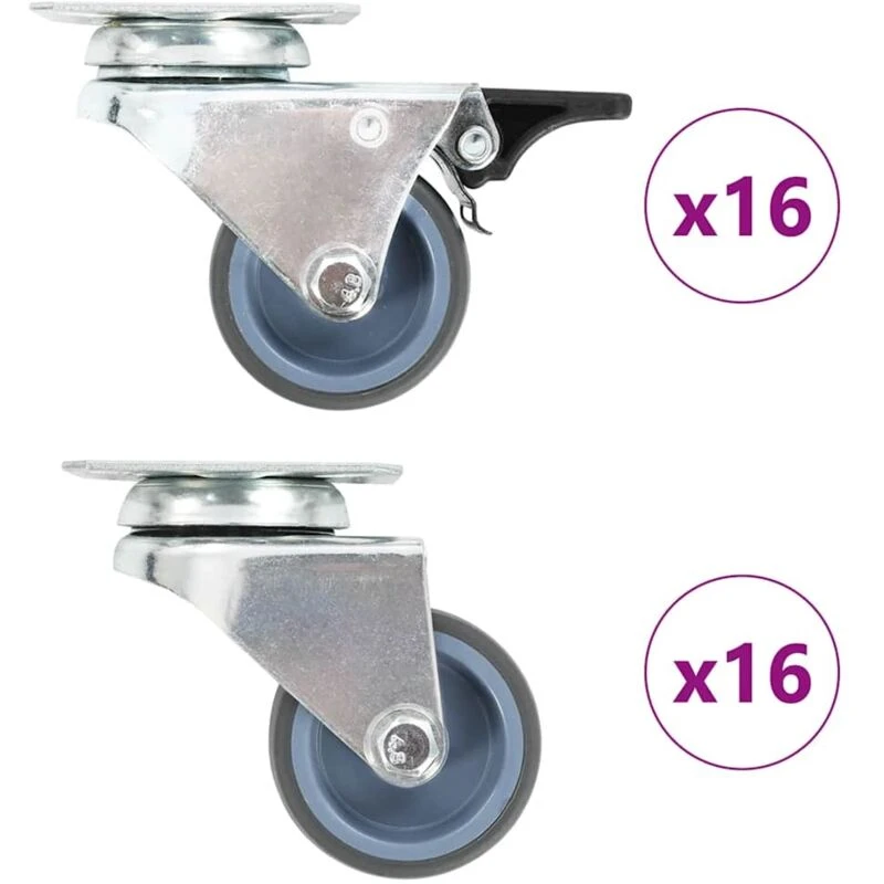 Image of VIDAXL 32 pcs Twin-wheel Swivel Casters 50 mm Vidaxl 277925