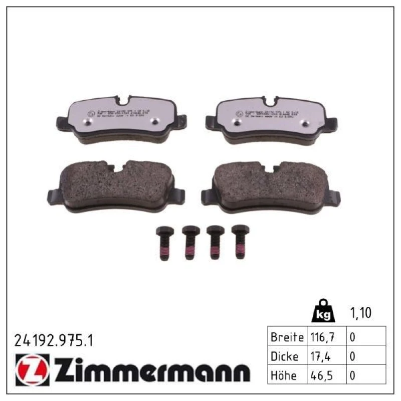 Image of ZIMMERMANN Brake pad set ZIMMERMANN 24192.975.1