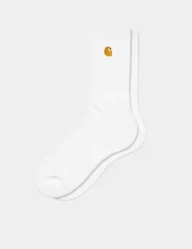 image of Carhartt Wip Chase Socks, White / Gold, Unisex, Socks, I029421.00R