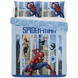 image of Skyscraper Duvet Cover Set (Double) (Blue/Red) - Spider-man