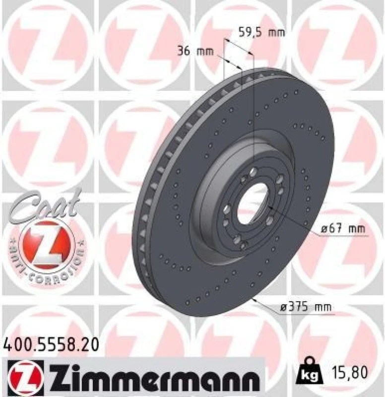 Image of ZIMMERMANN Brake disc ZIMMERMANN 400.5558.20