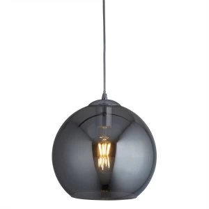 Image of 1 Light Dome Ceiling Pendant Chrome, Smoked Glass, E27