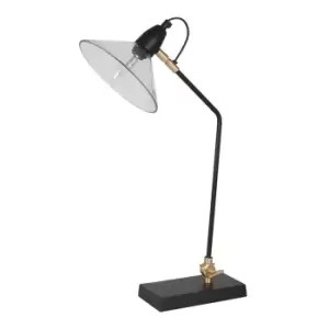 Industrial Black Metal with Glass Conical Shade Table Lamp