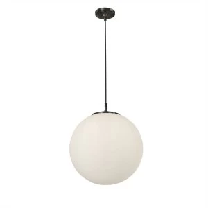 image of 1 Light Globe Pendant Opal Glass Shade, E27