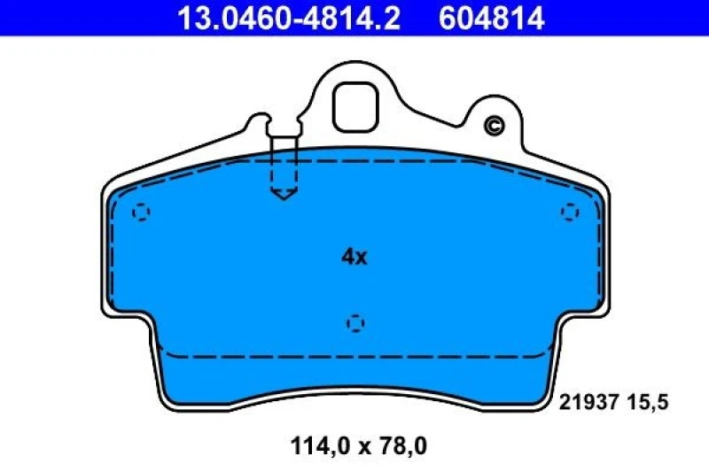 Image of ATE 13.0460-4814.2 Brake pad set excl. wear warning contact Brake Pad Set,disc brake (402)