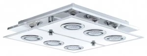 image of Eglo Cabo Large 6 LED Ceiling Light - Chrome