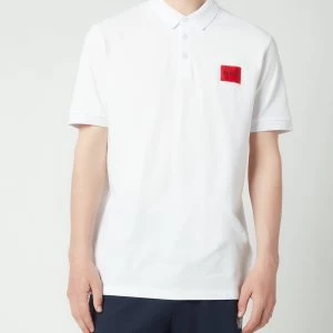 Image of Hugo Boss Dereso 212 Red Patch Logo Polo Shirt White Size 2XL Men