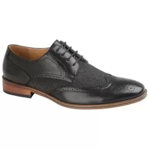 Image of Goor Mens 4 Eye Leather Lined Brogue Gibson Shoe (10 UK) (Black)