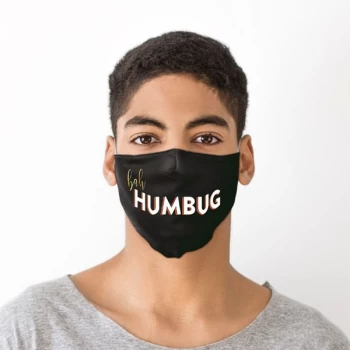 Image of Bah Humbug Black Christmas Face Covering - Large