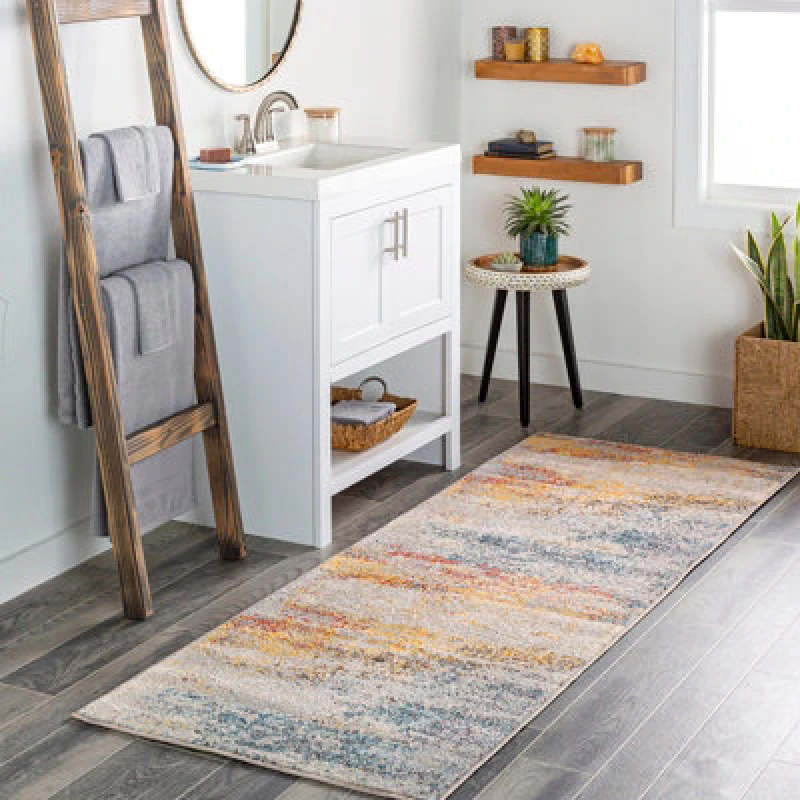 Image of Livabliss Abstract Modern Marble Light Grey Valerie Runner Rug 80 X 220 Cm - Easy Care, Non Shedding, Ideal For Hallway Or Beside The Bed