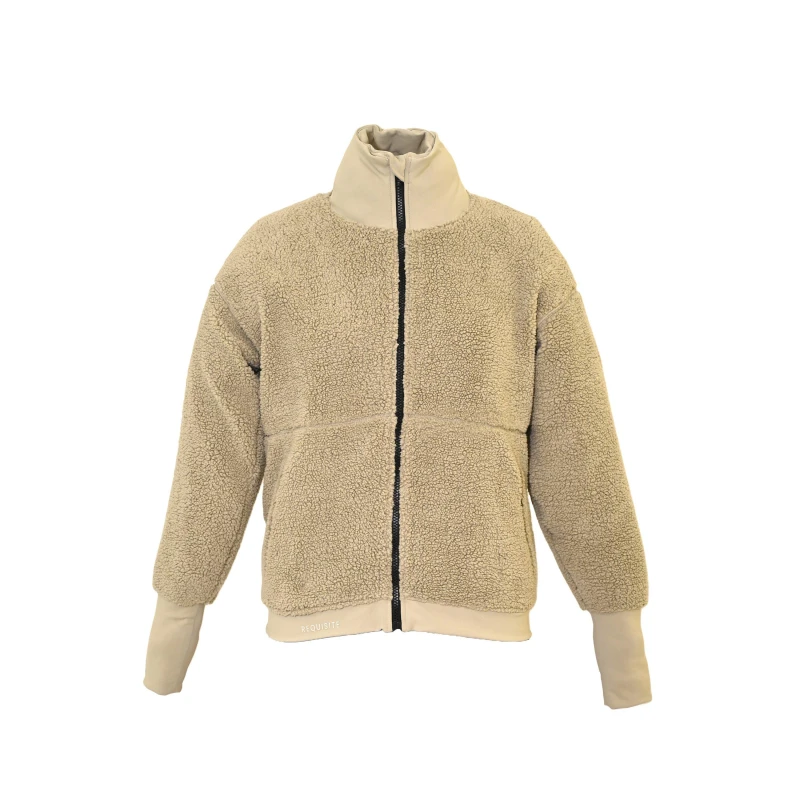 Image of Requisite Womens Essential Sherpa Wind Resistant Teddy Fleece Long Sleeve Oversized Fit Equestrian Jacket Sage female 8 (XS)