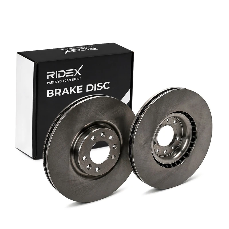 Image of RIDEX 82B1021 Brake disc Front Axle, internally vented, Cast Iron, Uncoated, Untreated, without bolts/screws Cast Iron Brake Disc (82)