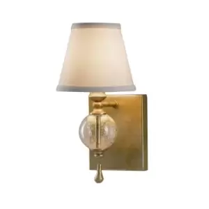 Image of Wall Light Bubble Glass Orb Fabric Shade Oxidized Silver Leaf LED E14 60W
