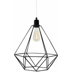 image of Helam Karo Wire Frame Pendant Ceiling Light Black 35cm