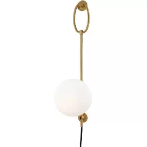 image of Gina 1 Light Wall Sconce With Plug Brass, Glass