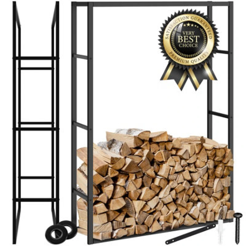 Image of Tectake Log Holder Tuby - Firewood Rack For Indoor & Outdoor, 100.5 X 25 X 150 Cm - Black