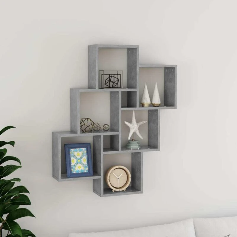 Image of VIDAXL Vidaxl - Wall Cube Shelf Concrete Grey 78x15x93cm Engineered Wood 8720286595916
