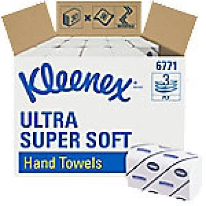 image of Kleenex Hand Towels 6710 3 Ply White 15 Pieces of 96 Sheets