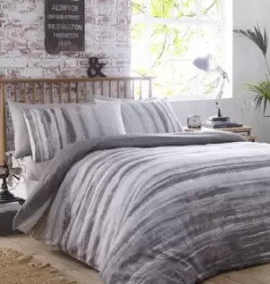 Image of Original Charcoal Duvet Cover Set Striped Reversible Bedding Single