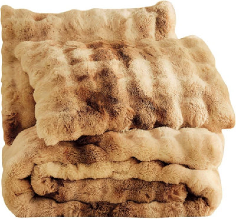 Image of Sweet Dreams Beige Bubble Faux Rabbit Fur Duvet Cover And Pillowcase Set Double
