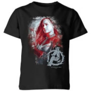 Image of Avengers Endgame Captain Marvel Brushed Kids T-Shirt - Black - 11-12 Years