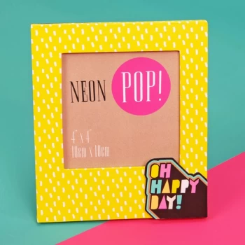 image of 4" x 4" - Neon Pop Photo Frame Neon Yellow - Oh Happy Day