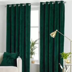 image of Verona Crushed Velvet Eyelet Curtains Emerald