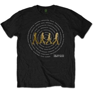 Image of The Beatles - Abbey Road Songs Swirl Unisex Large T-Shirt - Black