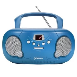 image of Groov-e Original Boombox Portable CD Player with Radio - Blue