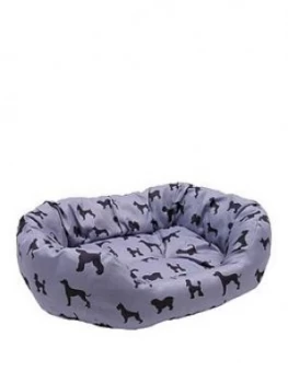 Image of Rosewood Dogs Print Grey Oval Bed 52Cm - 60Cm
