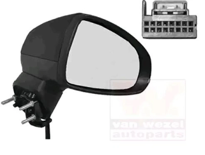 Image of VAN WEZEL 0301806 Wing mirror * HAGUS * Right, black, Heatable, Rough Outside Mirror (50)