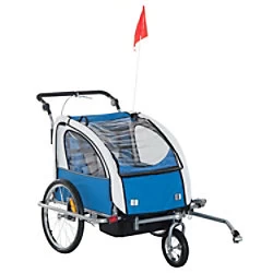Image of HOMCOM Baby Stroller & Trailer 5664-0101BG Blue
