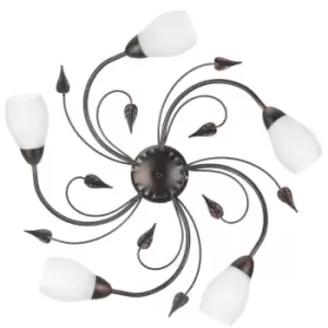 Image of Onli Lia 5 Light Multi Arm Semi Flush Ceiling Lamp, Black