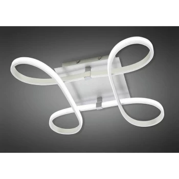 image of Knot 40W LED 4 Looped Arms Ceiling Light 3000K, 3100lm, silver / frosted acrylic / polished chrome