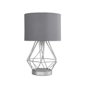 Melrose Silver Touch Table Lamp with Grey Shade