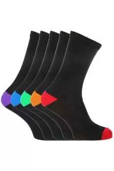 image of Black Cotton Rich Heel And Toe Socks (Pack Of 5)