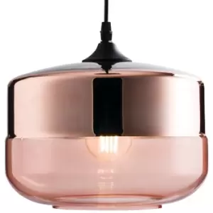 image of Hanging Ceiling Pendant Light Gloss Copper Tinted Glass Retro Round Lamp Shade