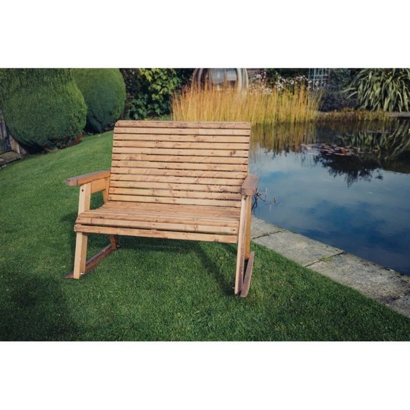 Image of Churnet Valley Garden Furniture Ltd Valley Rocking Bench - Partially Assembled - Set of Cushions Inc in Brown Brown Unisex