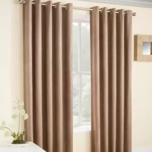 Enhancedliving - Enhanced Living Vogue Embossed Textured Thermal Blackout Eyelet Curtains, Latte, 46 x 90 Inch